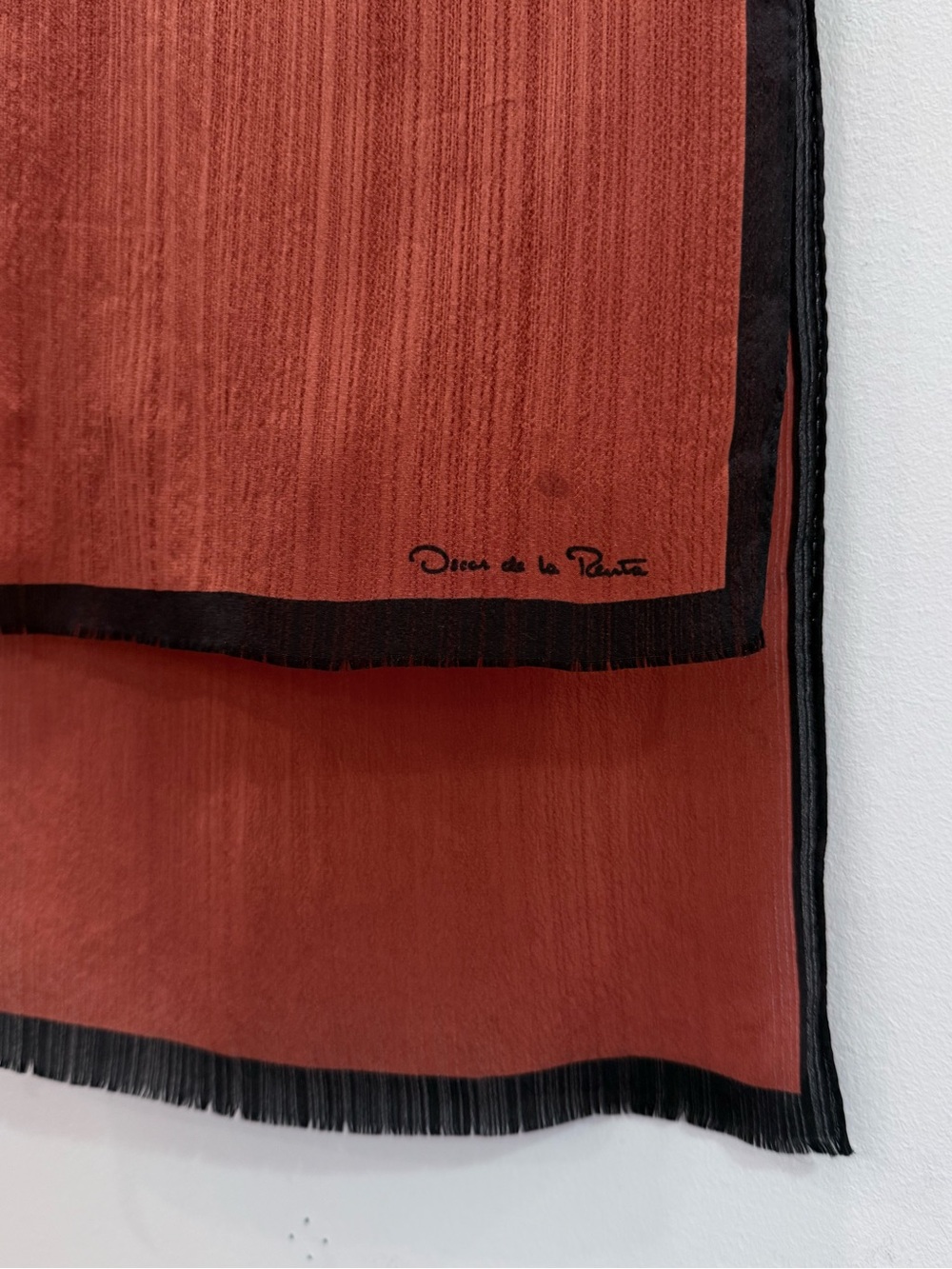 Oscar de la Renta Rust Scarf with Black Trim